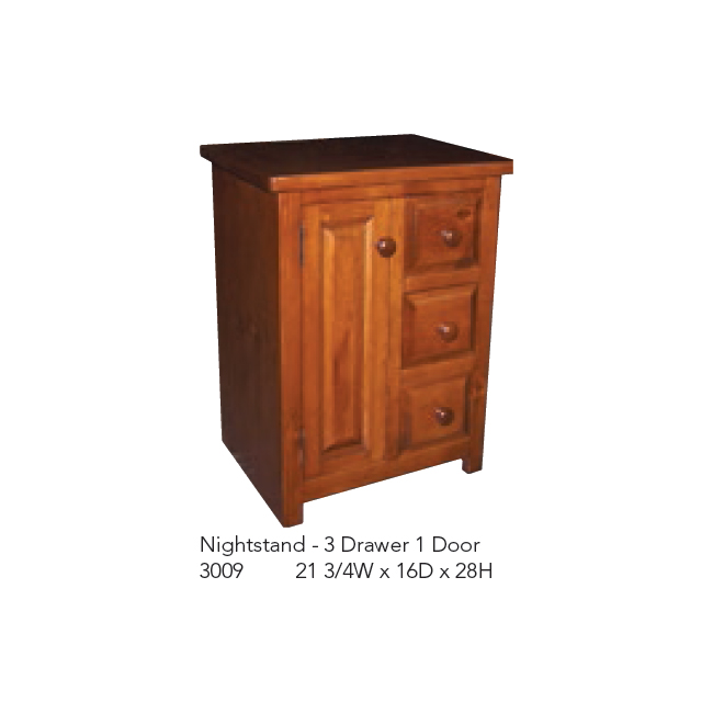 3009 Nighstand with 3 Drawers and 1 Door