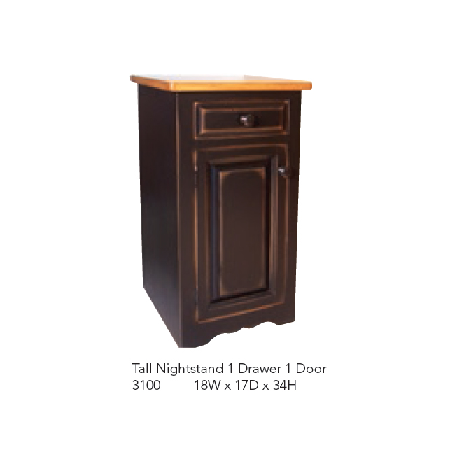 3100 Tall Nightstand with 1 Drawer and 1 Door